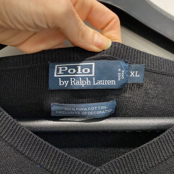 POLO RALPH LAUREN Black V-neck sweater Size Xlarge - Picture 7 of 8